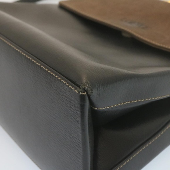 LOEWE Twist handle Velazquez Hand Bag Leather 2way Black Brown Auth am2237g - Picture 8 of 10